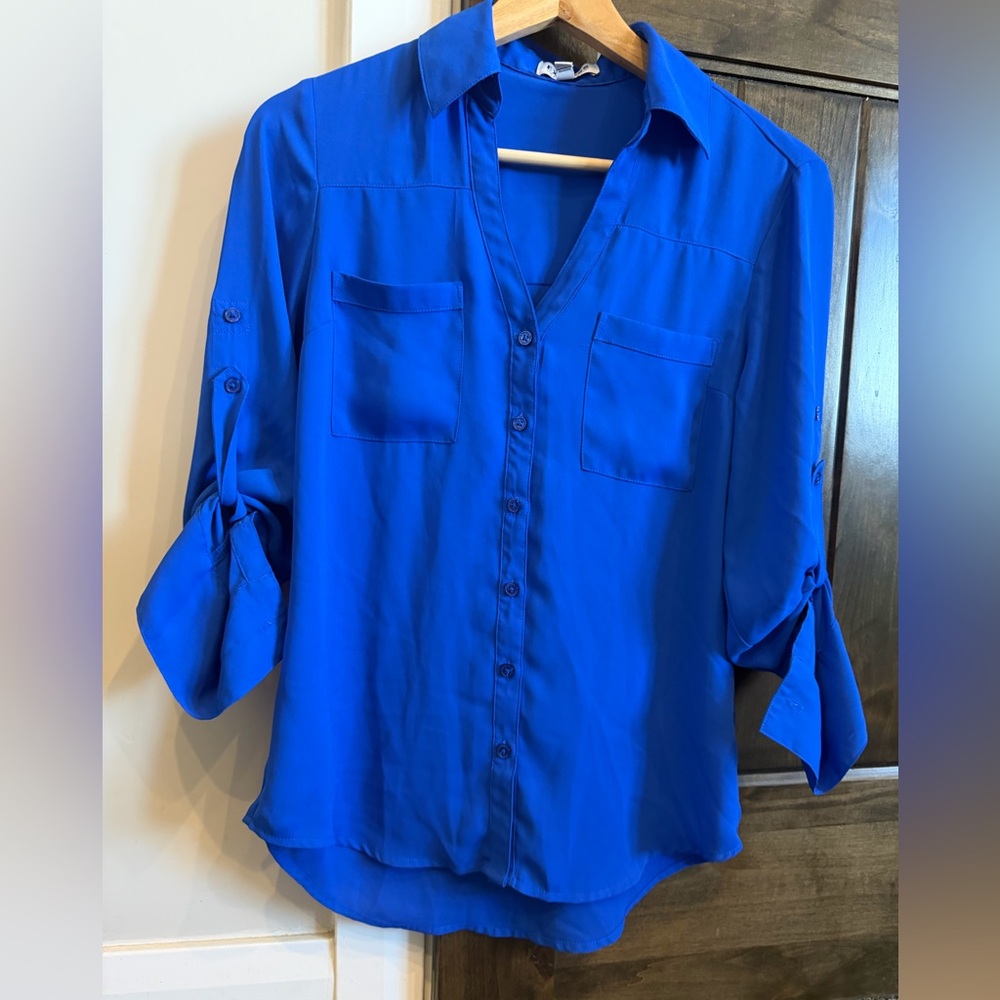 Express Portofino Royal Blue Button-Down Shirt